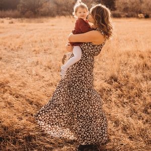 Long Brown Floral Dress